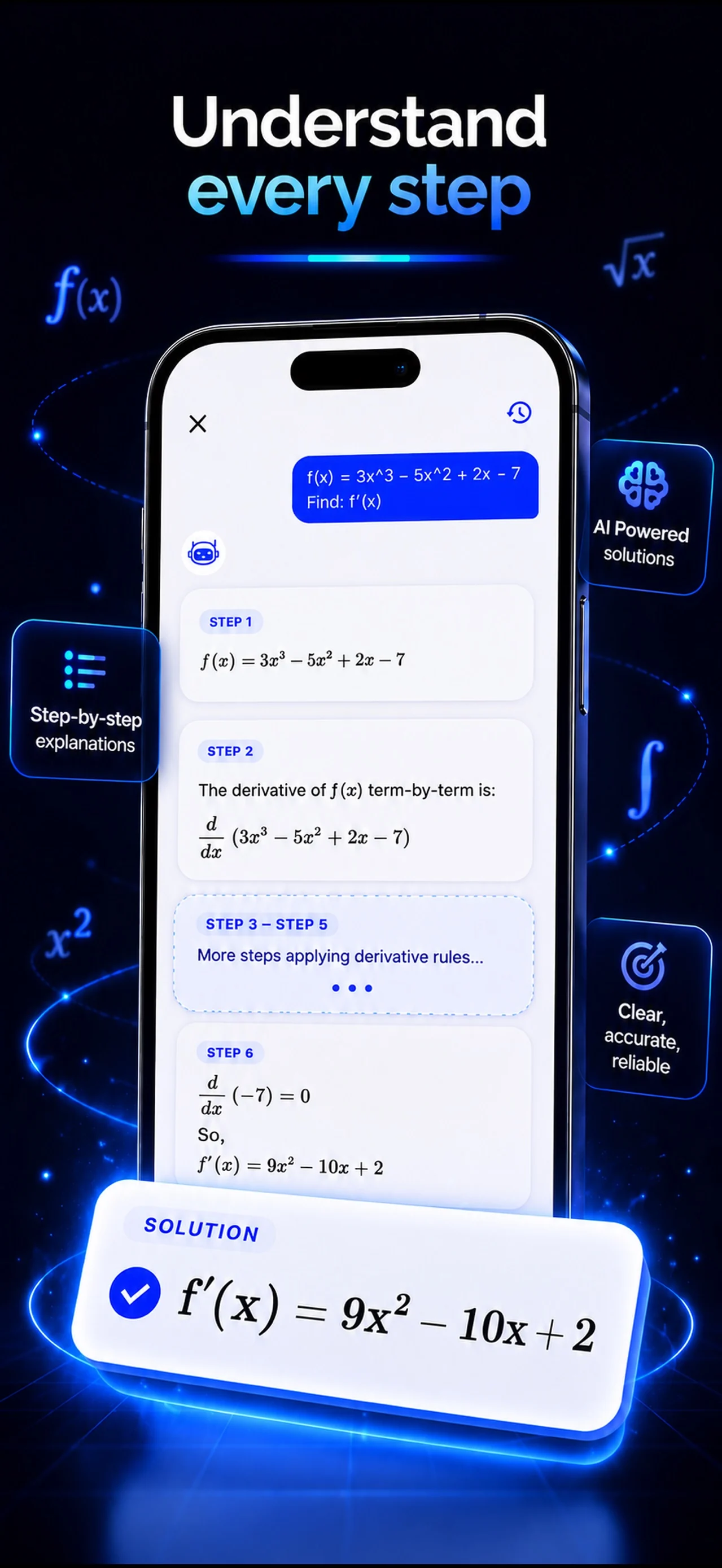 Eqora step-by-step AI math solution