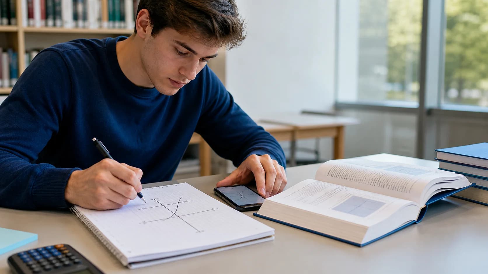 AI math helper connecting an algebra equation with its function graph and intercepts