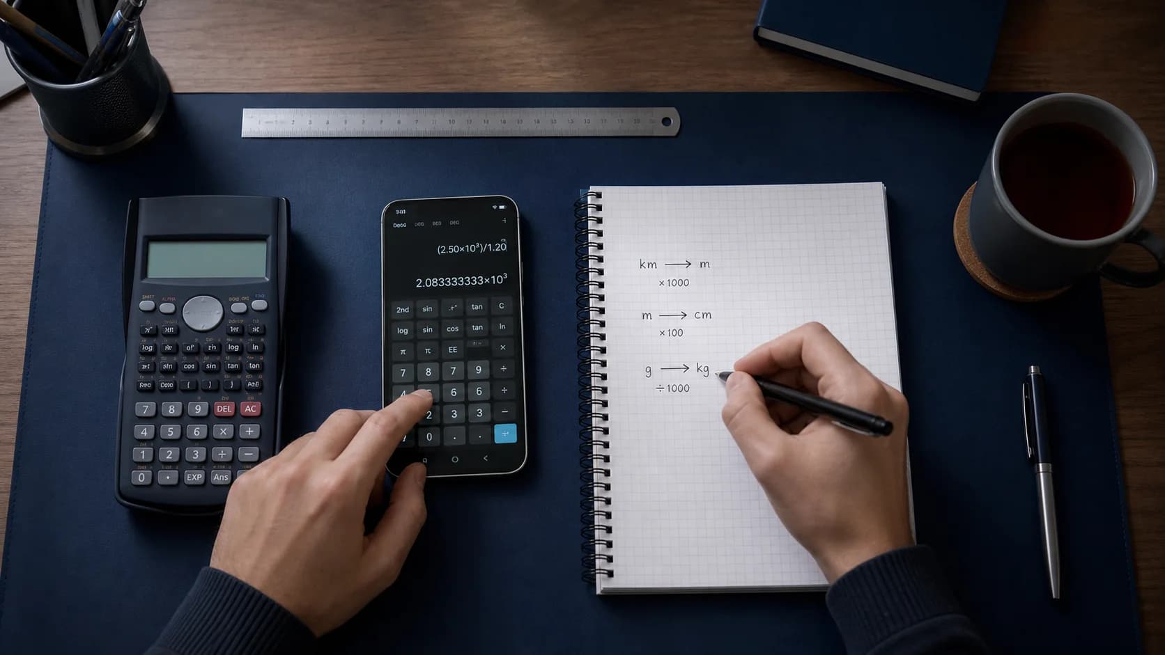 Math solver and scientific calculator tools arranged for focused homework help